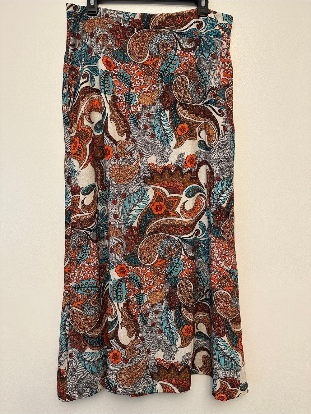 Traffic People Paisley Maxi Skirt in Teal, Rust and Brown